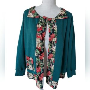 Handmade Christmas Grandma Sweatshirt 2XL Womens Cardigan Green Holiday‎ Granny